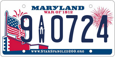 MD license plate 9AW0724