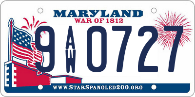 MD license plate 9AW0727
