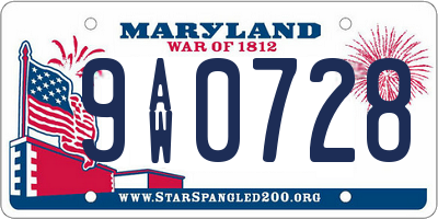 MD license plate 9AW0728