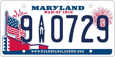 MD license plate 9AW0729