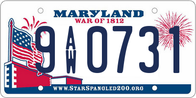 MD license plate 9AW0731