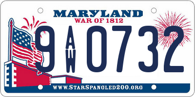 MD license plate 9AW0732
