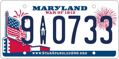 MD license plate 9AW0733