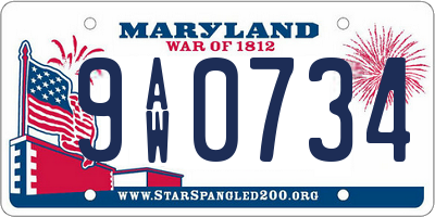 MD license plate 9AW0734