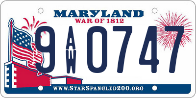 MD license plate 9AW0747