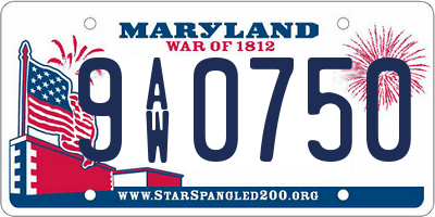 MD license plate 9AW0750
