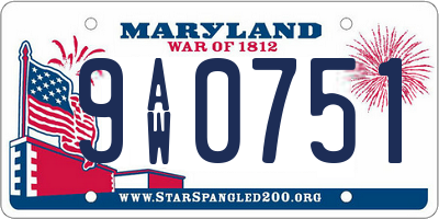 MD license plate 9AW0751