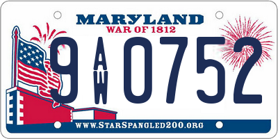 MD license plate 9AW0752