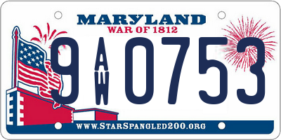 MD license plate 9AW0753