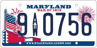 MD license plate 9AW0756