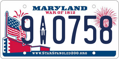 MD license plate 9AW0758
