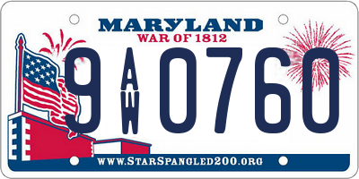 MD license plate 9AW0760