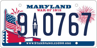 MD license plate 9AW0767