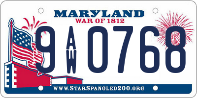 MD license plate 9AW0768