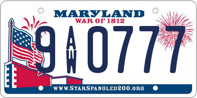 MD license plate 9AW0777