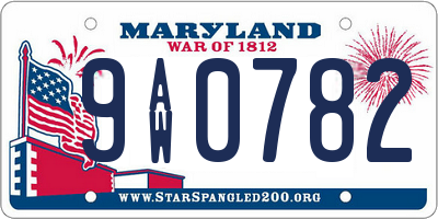 MD license plate 9AW0782