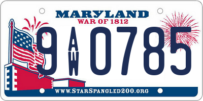 MD license plate 9AW0785