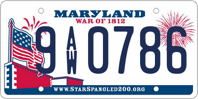 MD license plate 9AW0786