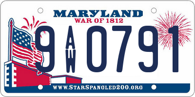 MD license plate 9AW0791
