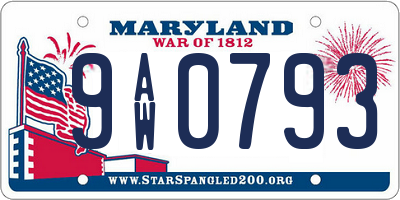 MD license plate 9AW0793