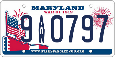 MD license plate 9AW0797