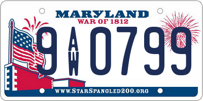 MD license plate 9AW0799