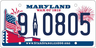 MD license plate 9AW0805