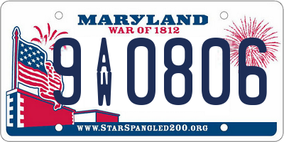 MD license plate 9AW0806