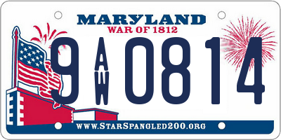 MD license plate 9AW0814
