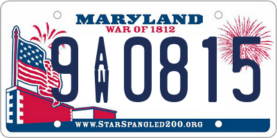 MD license plate 9AW0815