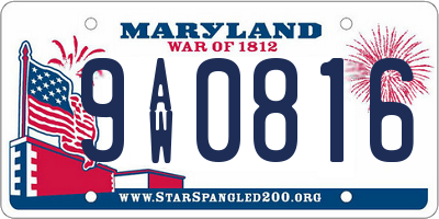 MD license plate 9AW0816