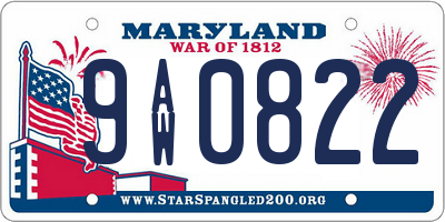 MD license plate 9AW0822