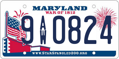 MD license plate 9AW0824