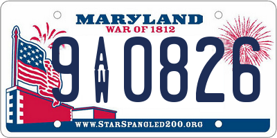 MD license plate 9AW0826