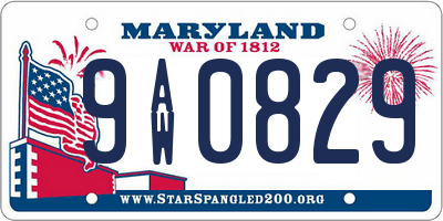 MD license plate 9AW0829