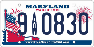 MD license plate 9AW0830