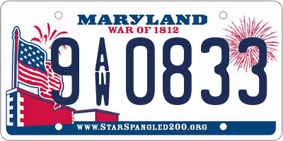 MD license plate 9AW0833
