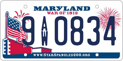 MD license plate 9AW0834