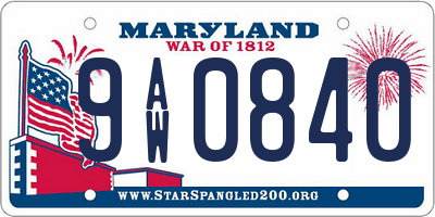 MD license plate 9AW0840