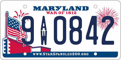 MD license plate 9AW0842
