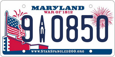 MD license plate 9AW0850