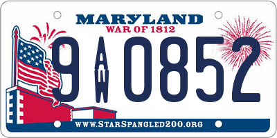 MD license plate 9AW0852