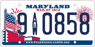 MD license plate 9AW0858