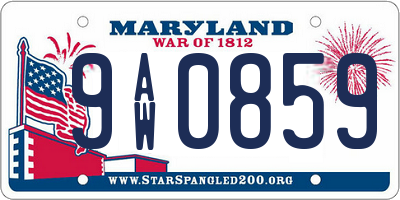 MD license plate 9AW0859