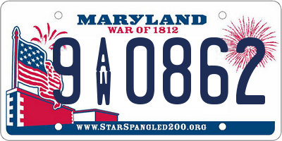 MD license plate 9AW0862