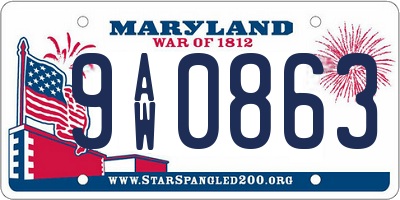 MD license plate 9AW0863