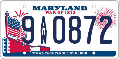 MD license plate 9AW0872