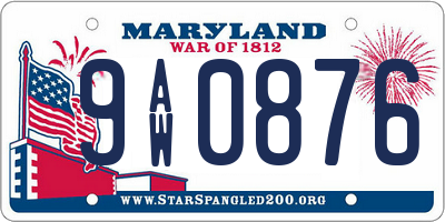 MD license plate 9AW0876
