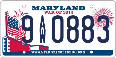 MD license plate 9AW0883