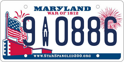 MD license plate 9AW0886